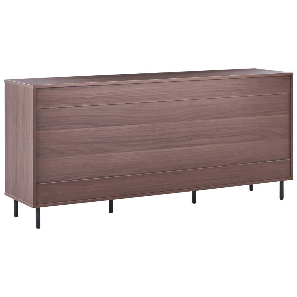 Credenza a 3 ante in truciolato marrone scuro con gambe in metallo nero mobile indipendente con ripiani mobile contenitore per la casa