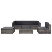 Set di mobili da giardino mobili da esterno 6 pezzi con cuscini resina intrecciata grigia 02_0016863
