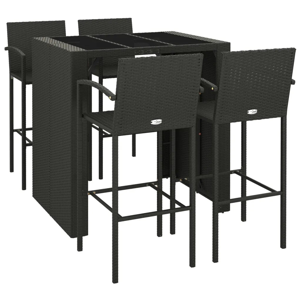 Set Bar da Giardino 5 pz Nero in Polyrattan 3187666