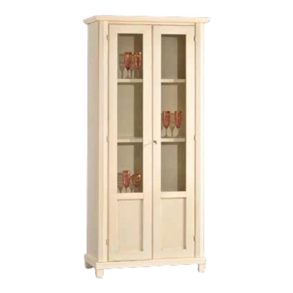 Vetrina in legno 2 porte arte povera avorio patinato 87x40x189 - Mobili 2G