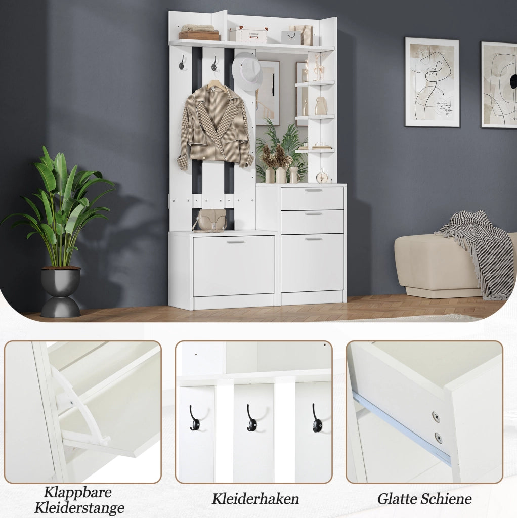 Garderoba multifunzione con specchio e spazio contenitivo