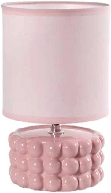 LAMPADA LUMETTO DA TAVOLO CON BASE IN CERAMICA EFFETTO BUBBLE 15X25 CM ROSA