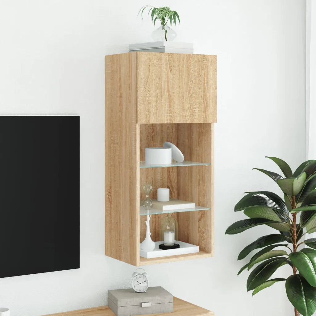 Mobile TV con Luci LED Rovere Sonoma 40,5x30x90 cm 837047