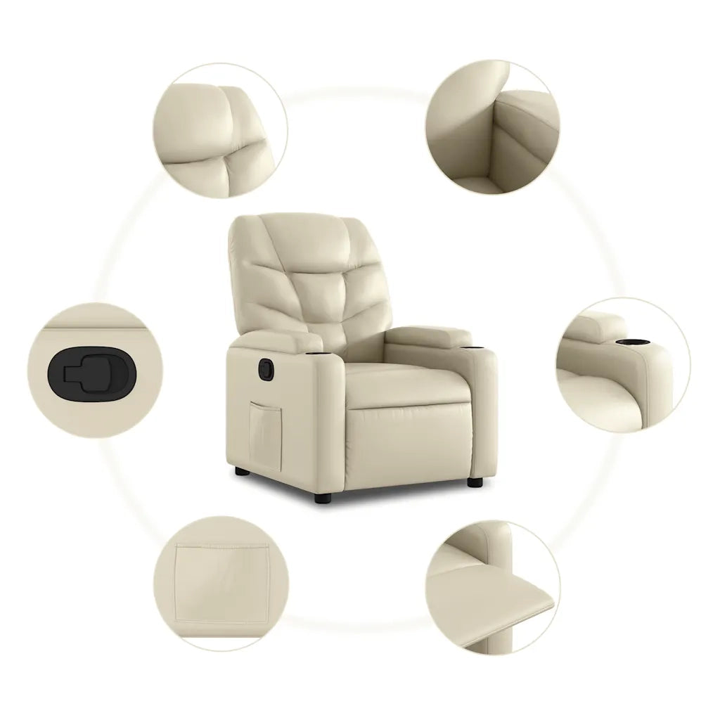 Divano Sedia-Poltrona reclinabile in similpelle color crema 927408
