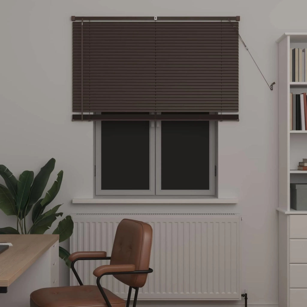 Tenda Veneziana Marrone Scuro con Motivo 150 x 120 cm PVC 42003792