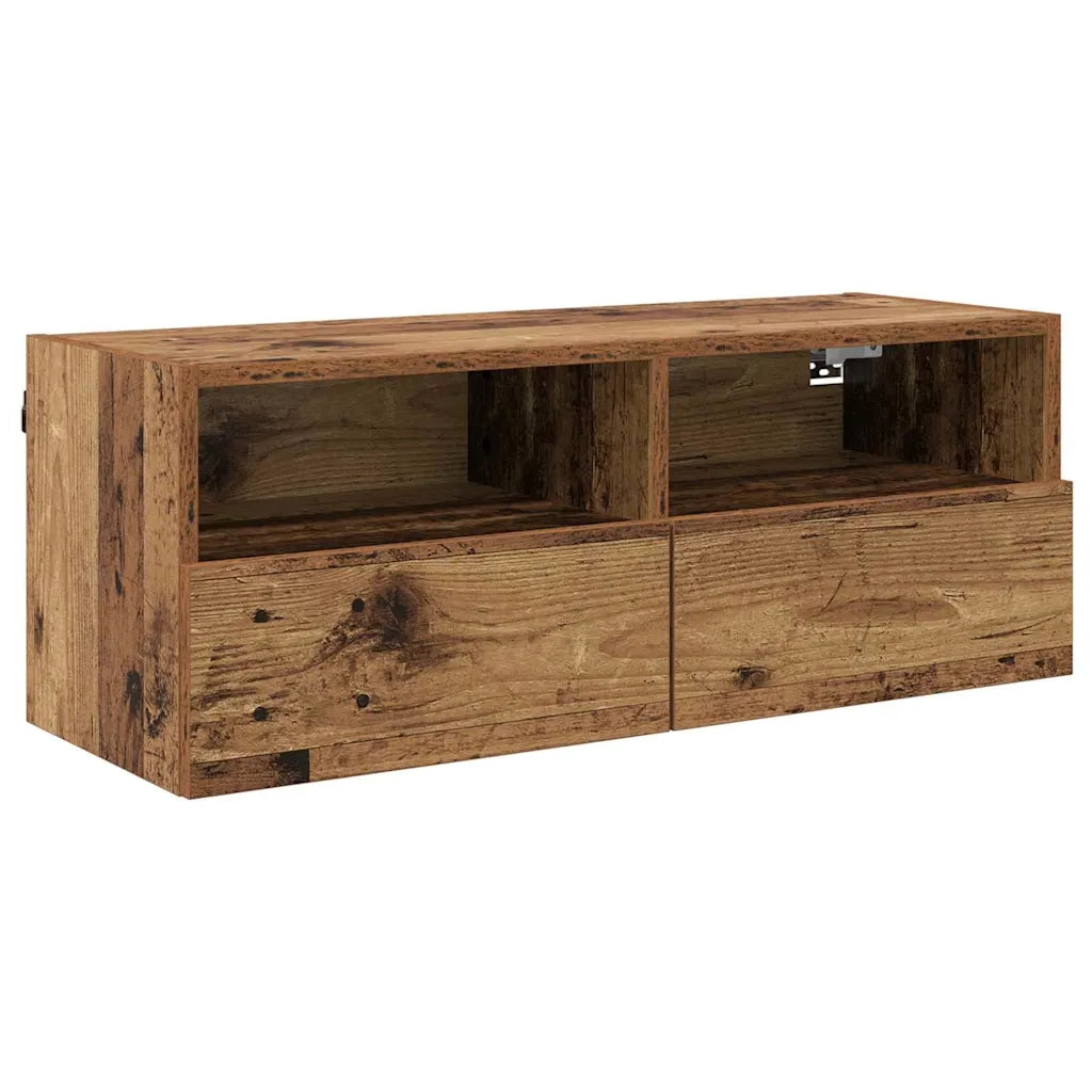 Mobiletti TV da Parete 2 pz-Set di 2 Credenza per TV sospesa Legno vecchio 80 x 30 x 30 cm