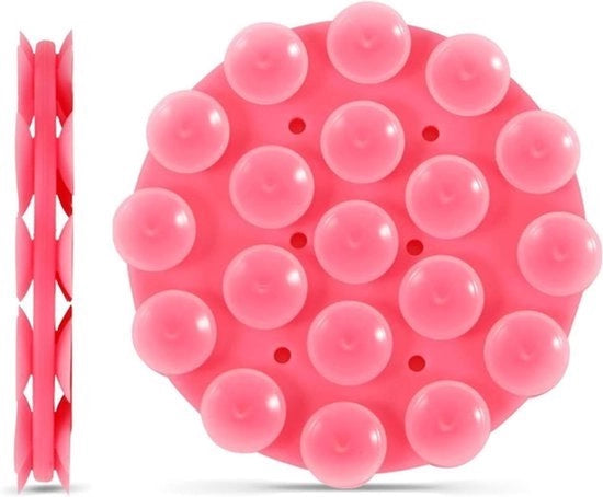 Supporto per telefono con morsetto - Multifunzionale - Bifacciale - Silicone - Autoadesivo - Maniglia per telefono - Adatto per diversi modelli - Rosso - Grigio.