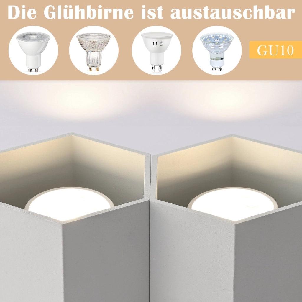 ZMH Faretto da soffitto bianchi 2 luci GU10 da superficie illuminazione moderna