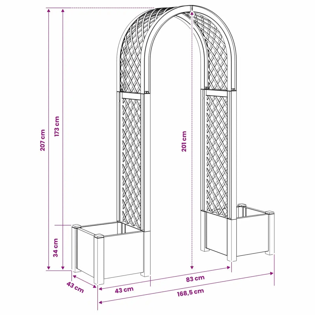 Arco di Rose con Vaso Antracite 168,5 x 43 x 207 cm PP CFW6487852