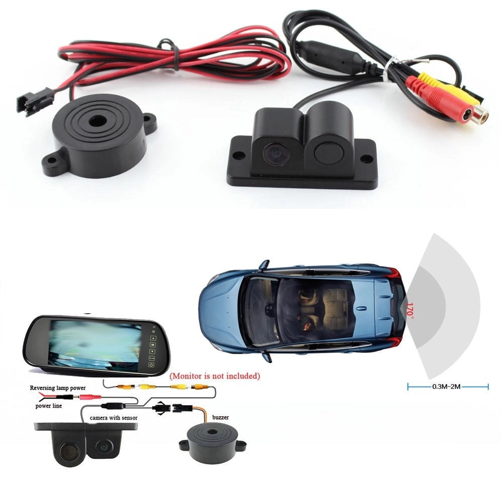 Trade Shop - Telecamera Retromarcia Con Sensore Di Parcheggio 2 In 1 Angolo 170° Notturna -