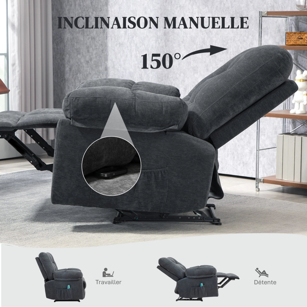 Poltrona Massaggiante Elettrica Reclinabile ¨C Zephmum ¨C Grigio