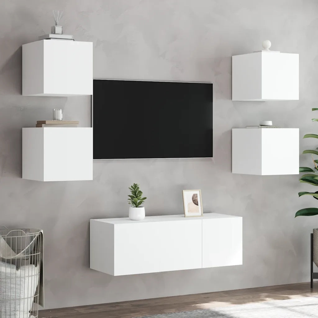Mobile TV a Parete con Luci LED Bianco 30,5x35x30 cm 837218