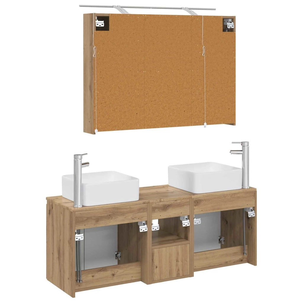 Set di Armadi da Bagno 4 pcs Rovere Artigianale 3406382