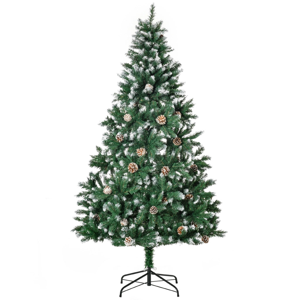 Albero di Natale Artificiale 180 cm ¨C zephmum ¨C Pino con 59 Pigne, Effetto Neve, 1111 Punte per Interni