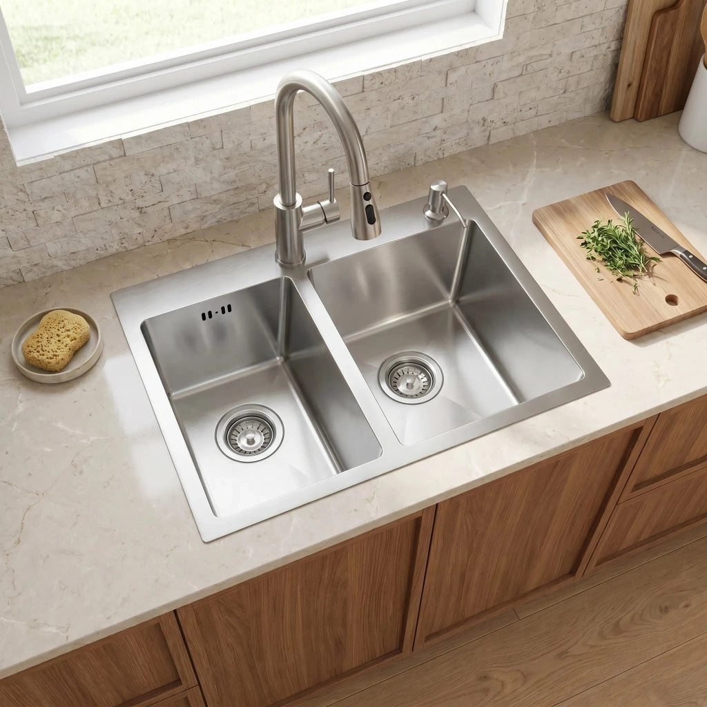 Lavello In Acciaio Toby Brush Steel senza rubinetto da cucina