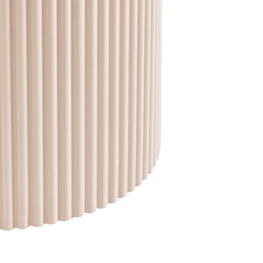 Tavolino con piano in MDF Design moderno e scanalato ø 30 cm bianco sporco
