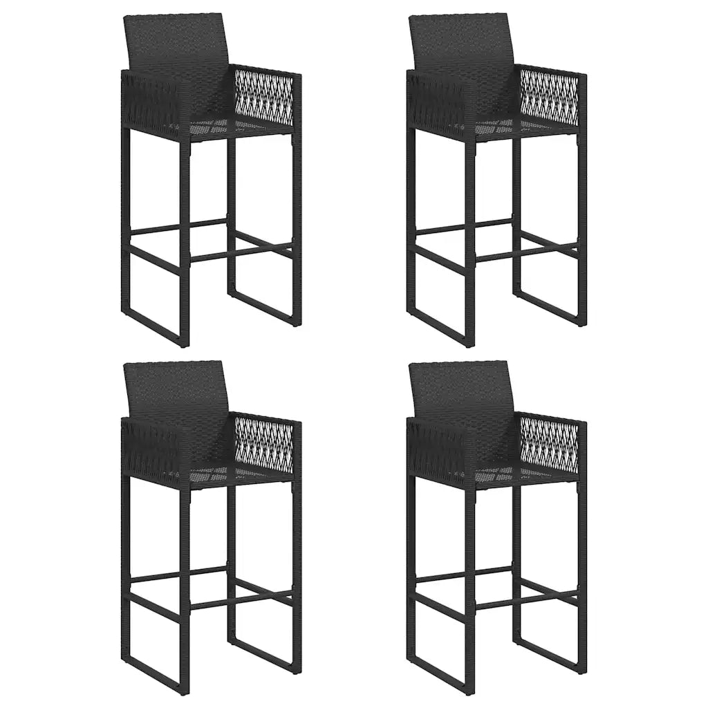 Set Bar da Giardino 5pz senza Cuscini Nero in Polyrattan Acacia 3328886