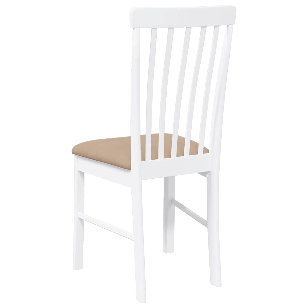Sedie da Pranzo con Cuscini 2 pz Bianco Legno Massello di Hevea