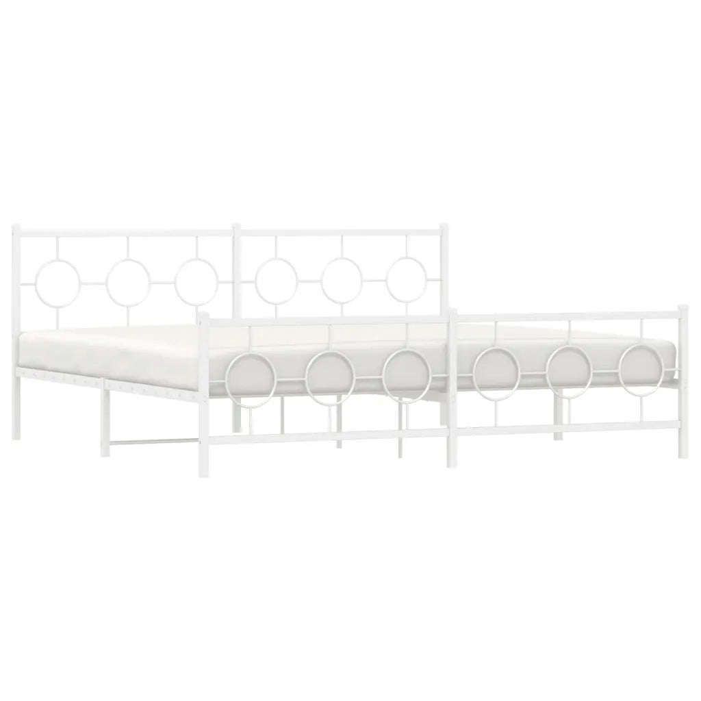 Giroletto con Testiera e Pediera Metallo Bianco 200x200 cm