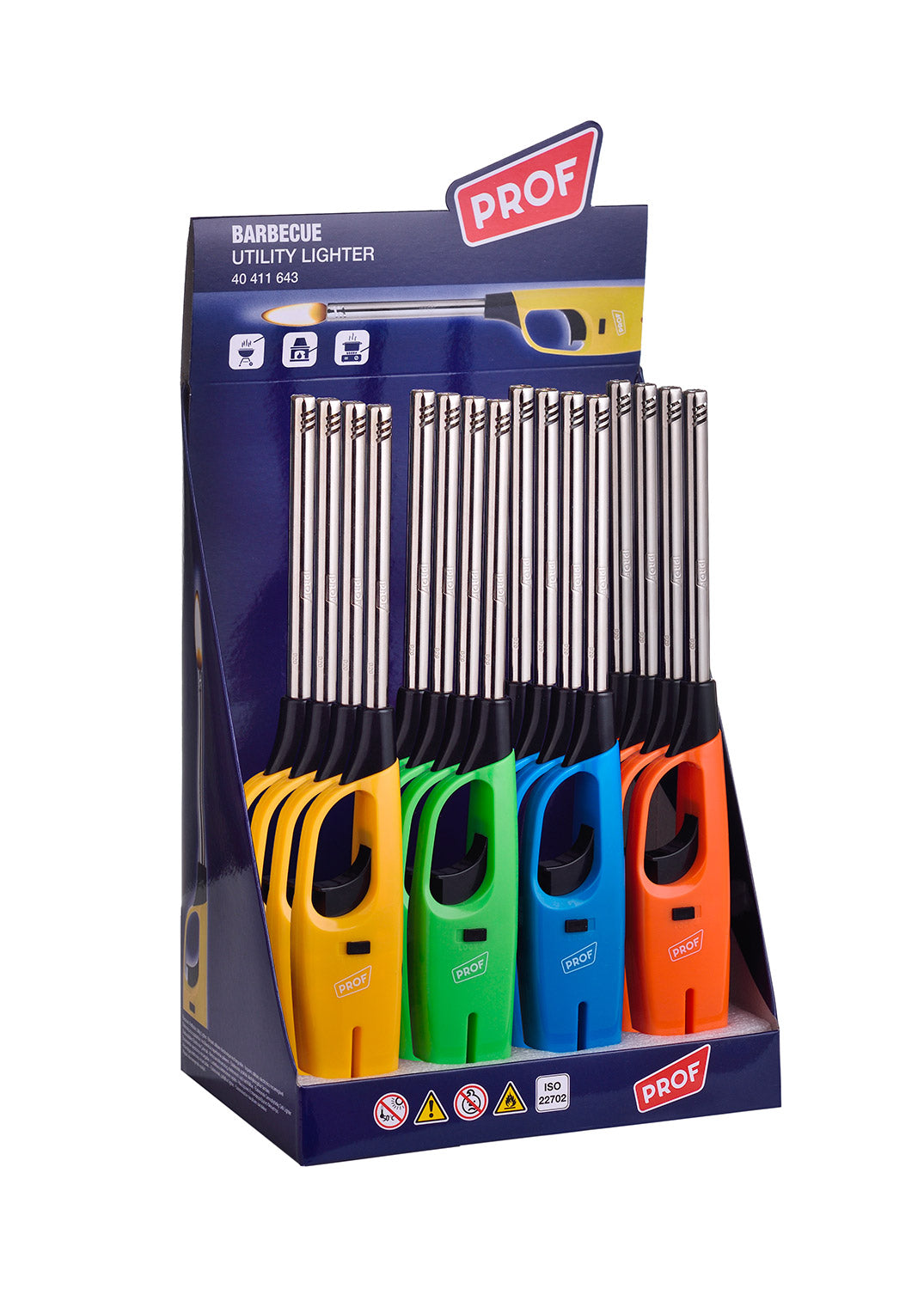 Set 16 Accendigas Ricaricabili H27,7 cm con Regolatore di Fiamma Vari Colori