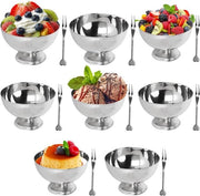 Set di Dessertiere da 4 pezzi in Acciaio Inossidabile - Riciclabile - Dessertiere con Forchetta - Adatto per Gelato/Sorbetto/Mousse - Dessertiere