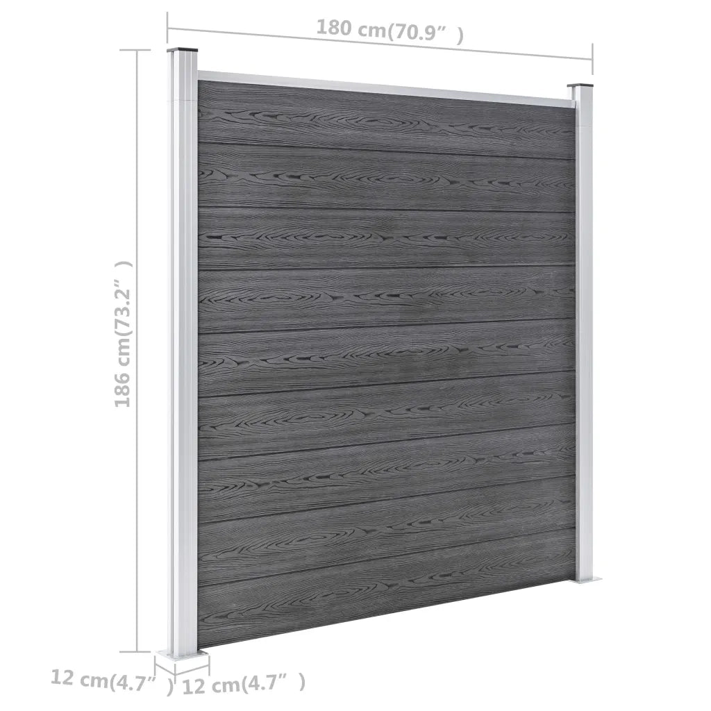 Pannello di Recinzione in WPC 1391x186 cm Grigio 3053231