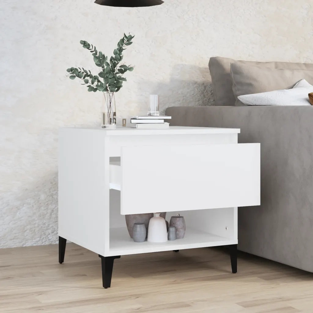 Tavolino | Tavolo laterale Bianco 50x46x50 cm in Legno Multistrato