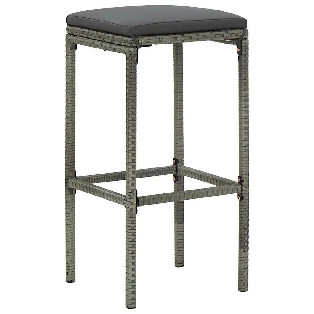 Sgabelli da Bar con Cuscini 4 pz Grigi in Polyrattan cod mxl 60223