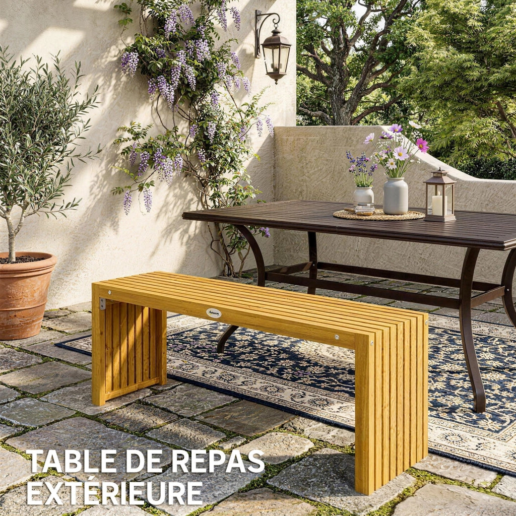 Panchina da Giardino 2 Posti senza Schienale ¨C zephmum ¨C Acacia Naturale 110x30x45cm