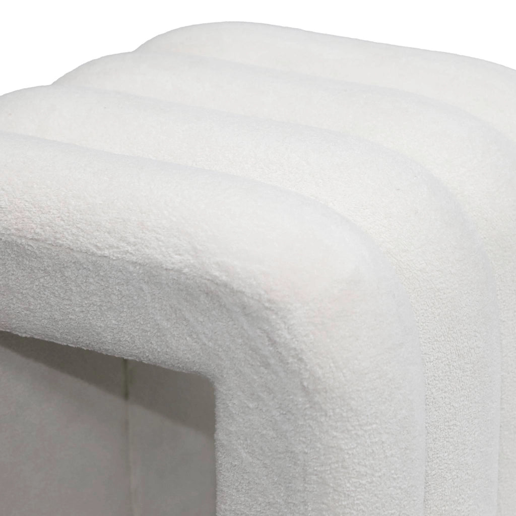 Set 2 pouf contemporanei in tessuto, bianco