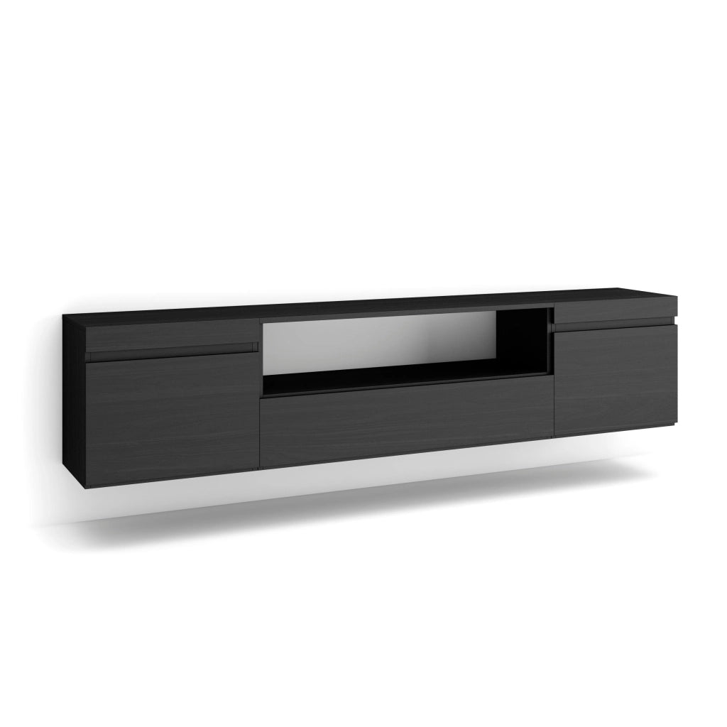 Mobile TV, 200x35x45cm, soggiorno, Per TV fino a 80", da appendere, Nero RF2186