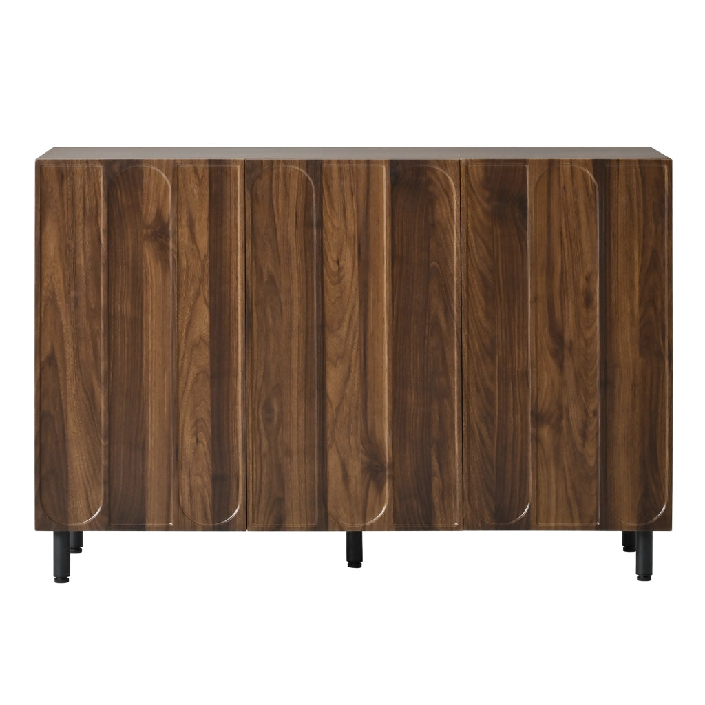Mobile Scarpiera 2 in 1 Credenza Noce 120 cm con 3 Ante e Ripiani Regolabili