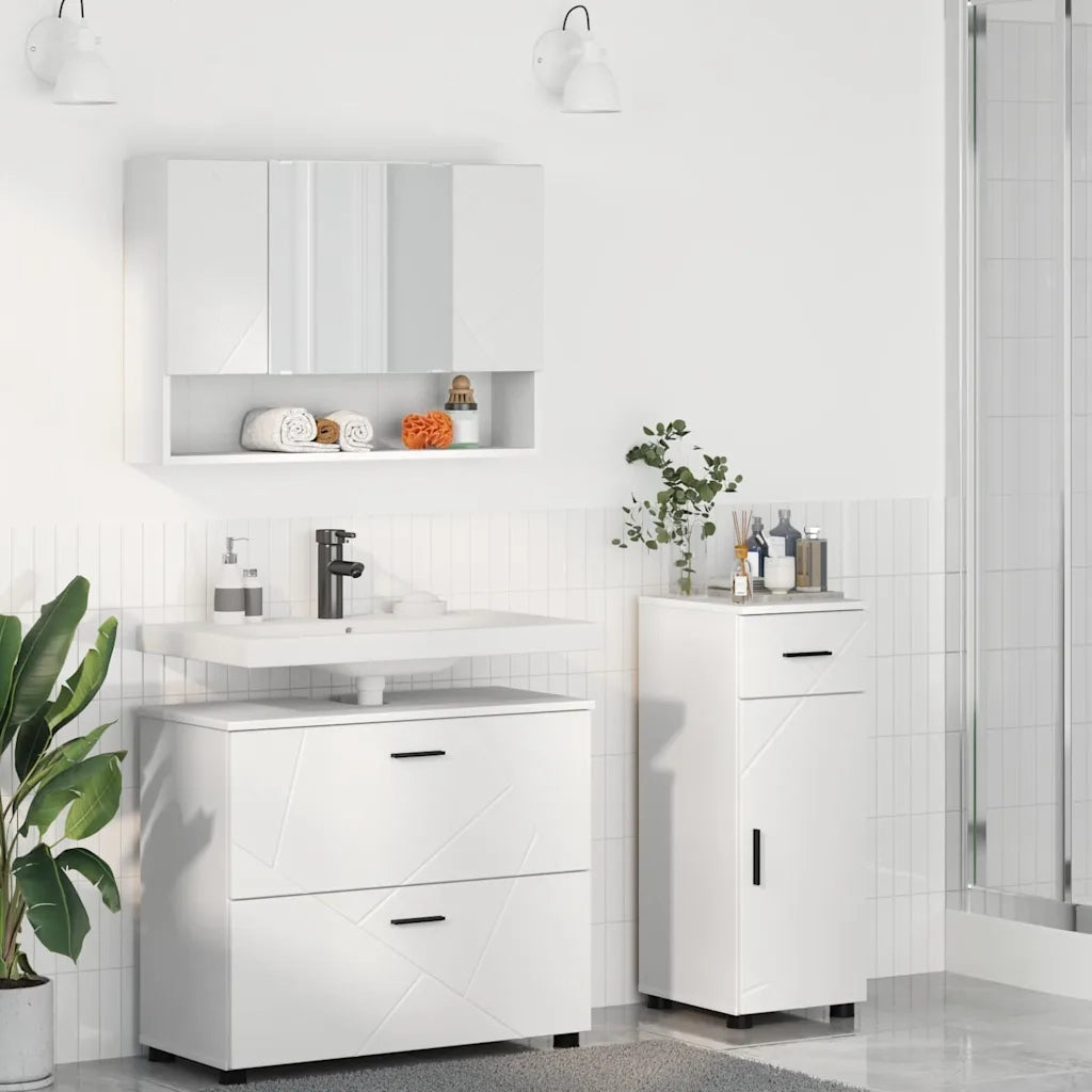 Set di mobili per il bagno con cassetto con porta 3 pcs Bianco 3393033