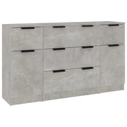 Set di Credenze 3 pz | Madia | Buffet da pranzo | Armadio da pranzo Grigio Cemento in Legno Multistrato