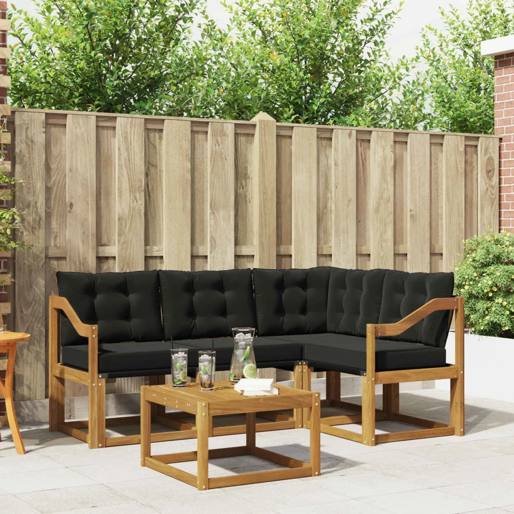 Set di divani da esterno con cuscino 5 pcs Naturale e Nero 3368651