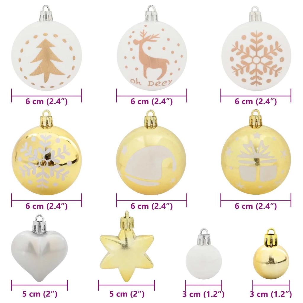 Set di Palle di Natale 40 pz Bianco e Oro Plastica CFW6458655