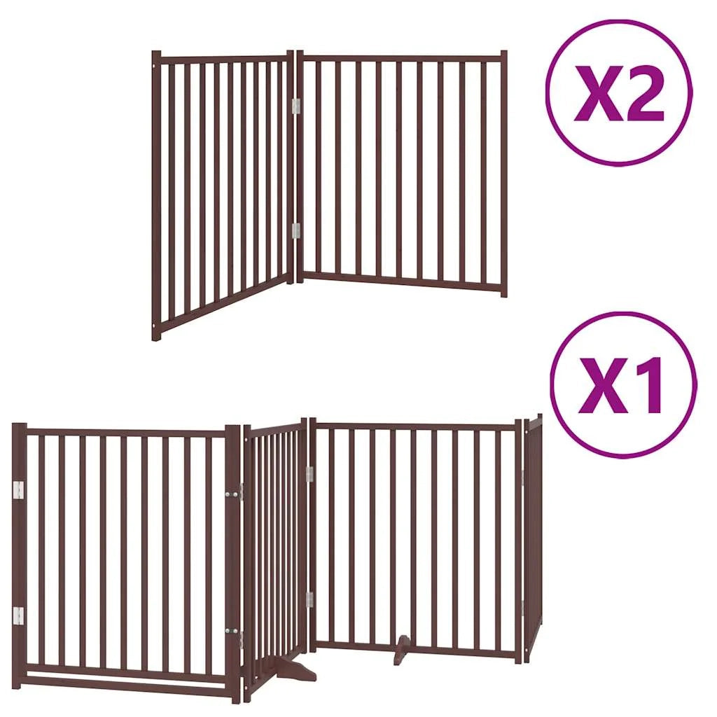 Cancelletto di sicurezza per animali domestici porta pieghevole 8 pannelli legno di pioppo marrone 02_0023244