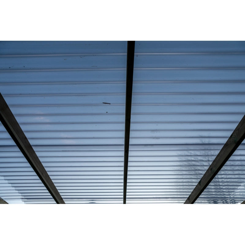 Carport in legno da giardino 302x497 cm – Tettoia auto, pergola con 6 pali – tetto PVC trasparente – autoclave – CAR3051A2(ex.CAR3051A) Foresta