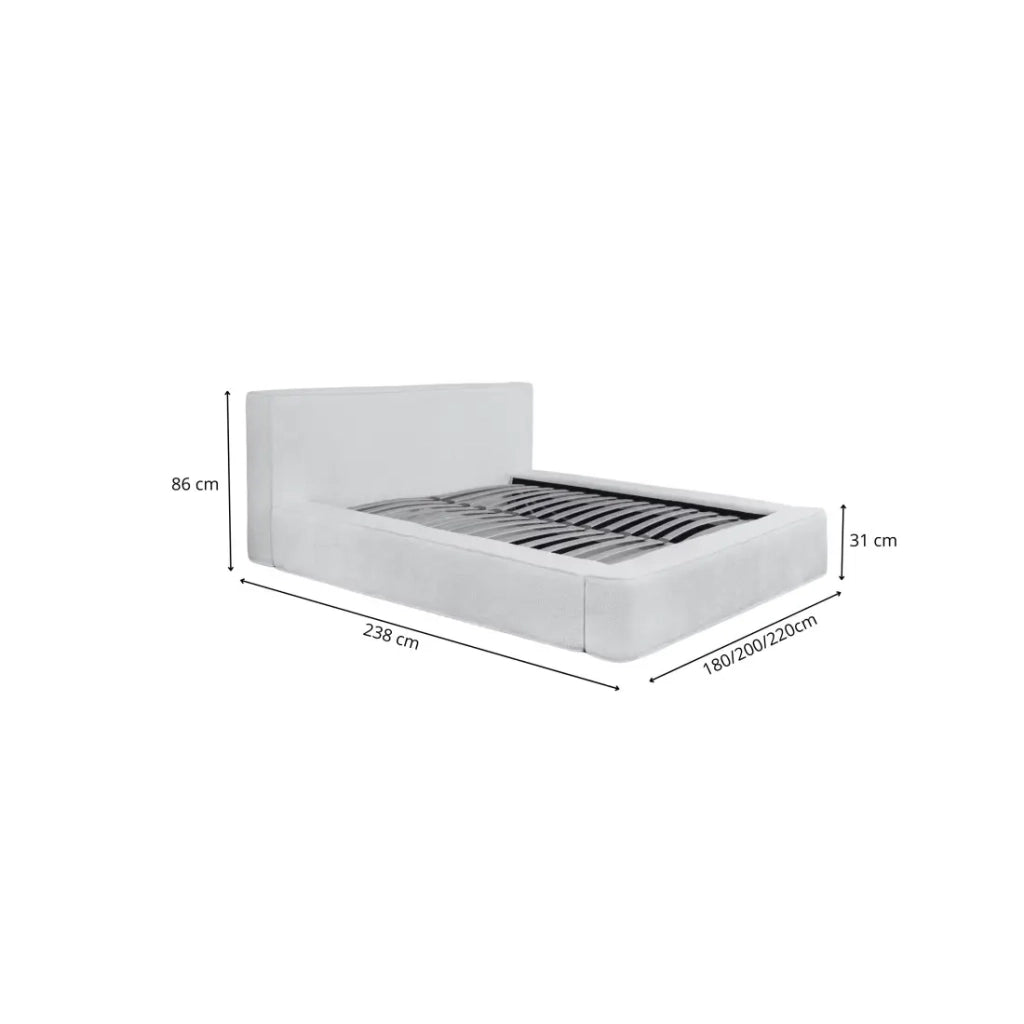 Letto contenitore VELORA – Grigio antracite – 140x200 cm – Tessuto velluto morbido – Rete sollevabile – Spazio di stoccaggio integrato