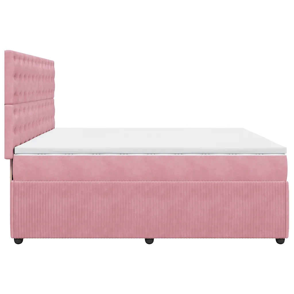 Giroletto a Molle con Materasso Rosa 200x200 cm in Velluto 3292447