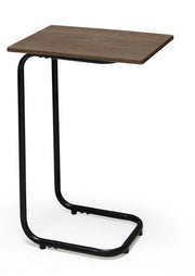 TAVOLINO LATERALE IN METALLO CON PIANO IN LEGNIO 40X30XH60 CM COLORE NOCE