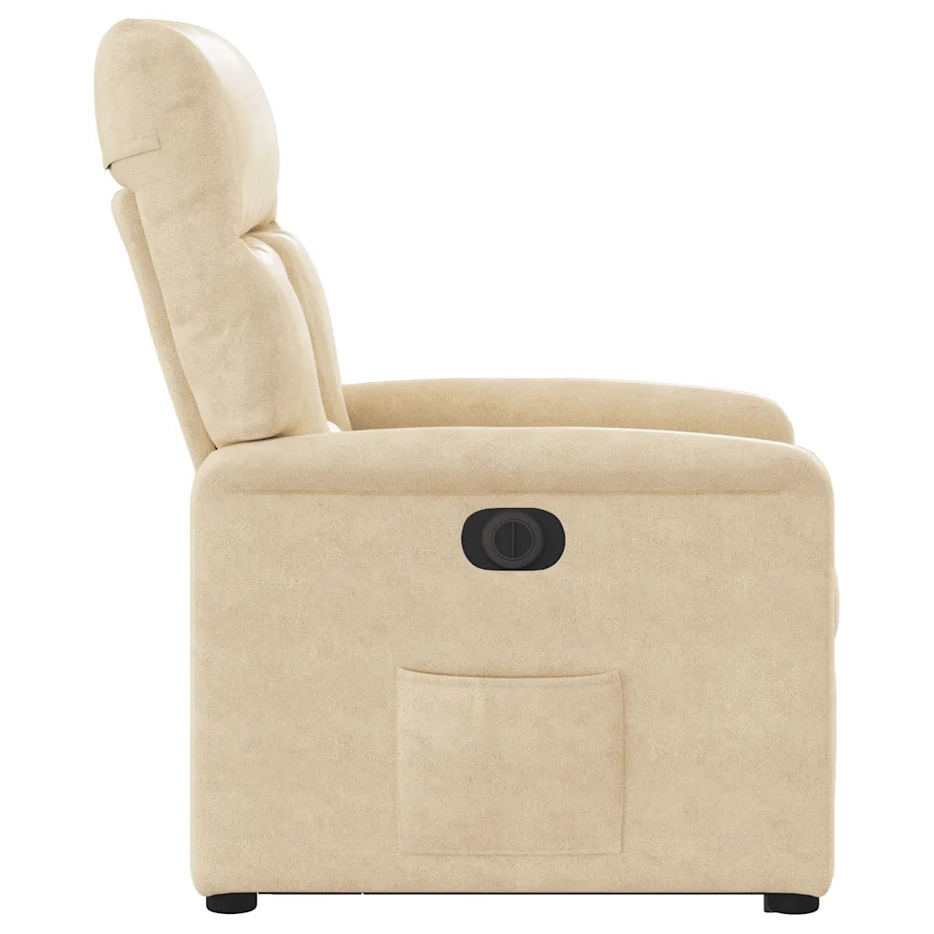 Poltrona Alzapersona Reclinabile Elettrica Crema in Microfibra 3303105