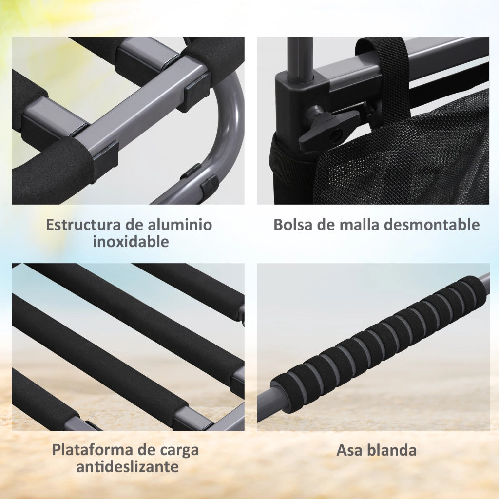 Carrello Playa Pieghevole Trasporto ¨C Zephmum ¨C Grigio 47x56x86 cm
