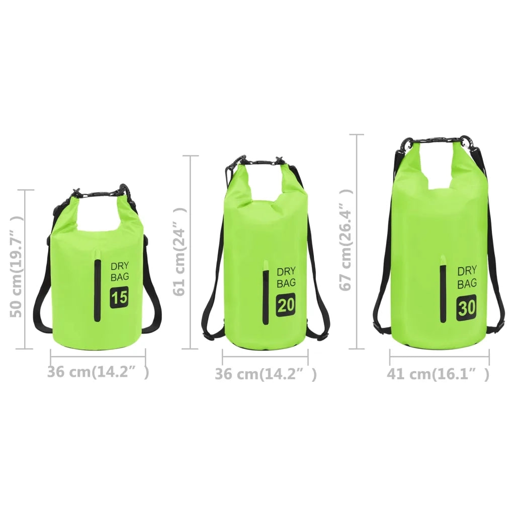 Borsa Impermeabile con Cerniera Verde 20 L in PVC 92777
