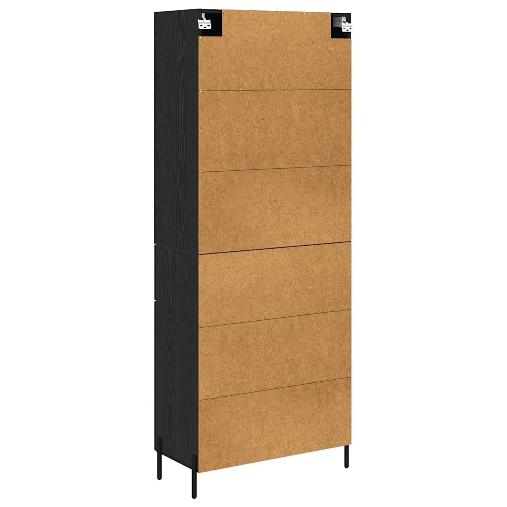 Credenza | Madia | Buffet da pranzo | Armadio da pranzo Rovere Nero 69,5 x 34 x 180 cm Legno multistrato