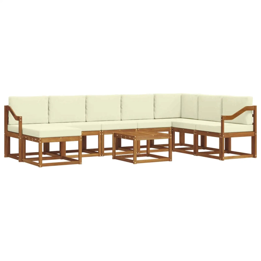 Set di divani da esterno con cuscino 9 pcs Naturale e Crema 3366863