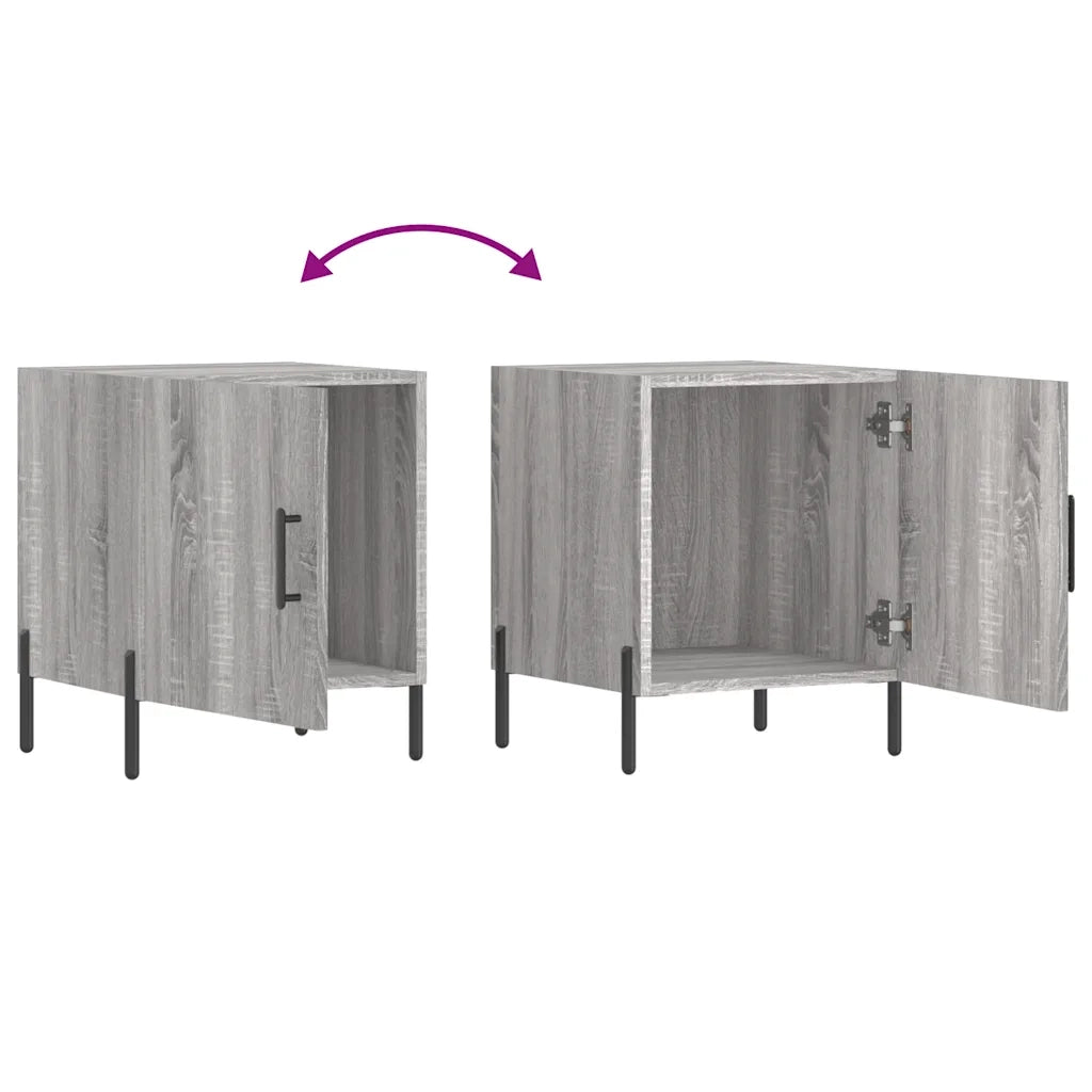 Set di 2 Comodini | Armadio da Notte | Mobiletto da notte Grigio Sonoma 40x40x50 cm in Legno Multistrato