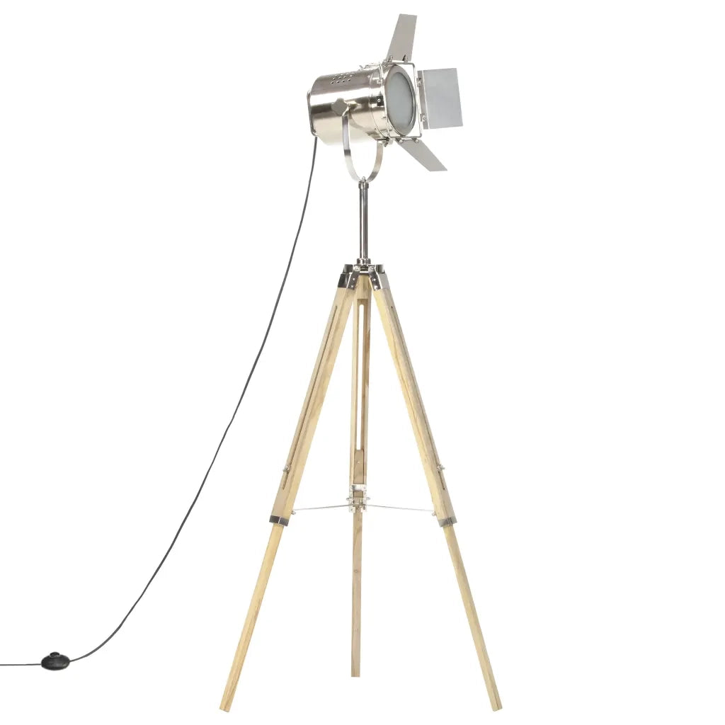Lampada da Terra a Treppiede Legno Massello di Mango 140 cm 286116