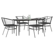 Set da Pranzo da Giardino con Cuscini 5 pz Polyrattan Vetro