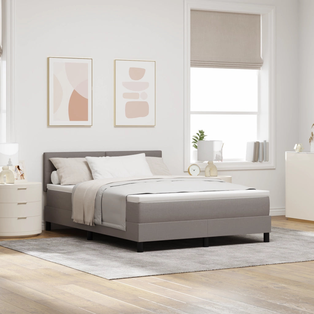 Letto a molle con materasso e LED taupe 140x190 cm tessuto
